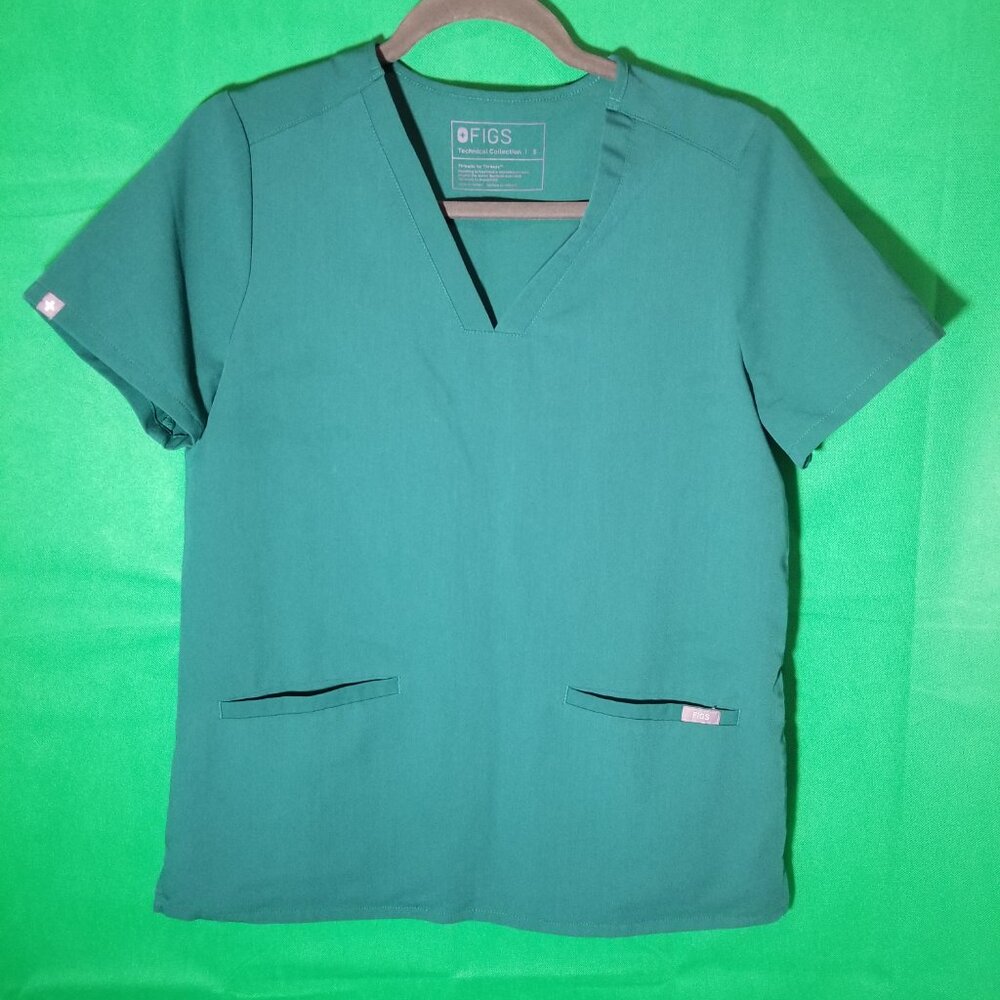 FIGS Size S Technical Collection Scrub Top Emerald FW1000 Nurse Medical Hospital